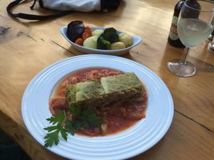 chestnut, mushroom and cabbage roll at Oakwood in Inverness