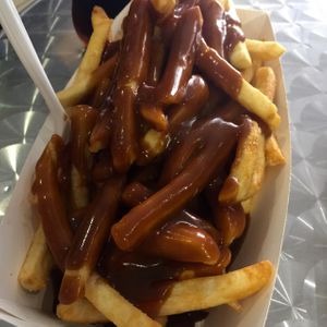 Amazing vegan chips and gravy at 5 Dogs in Fortitude Valley