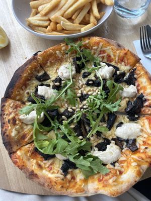 Vegan mushroom pizza  at The Beach House in Blackmans Bay