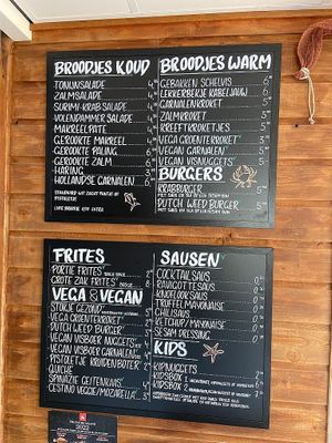Menu at Zilvermeeuw in Zandvoort