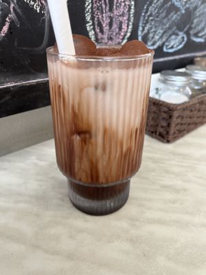 Vegan iced chocolate   at Fraiche Deli in Graceville
