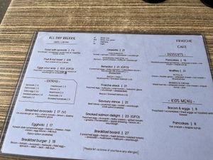 Breakfast menu   at Fraiche Deli in Graceville
