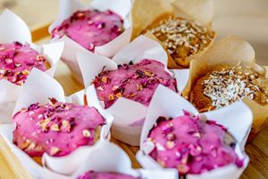 Freshly baked muffins made daily. They're vegan AND gluten-free! at Daily Bowl in Exeter