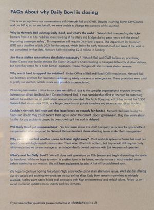 Closure information at Daily Bowl in Exeter