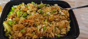 Vegan curry fried rice with vegetables is amazing !!! at Peter and Chia's House in Saginaw