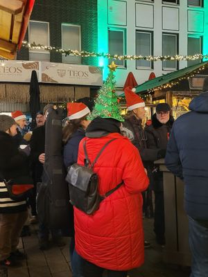 funny germans dressed up as christmas trees🤣 at VeggieGlück, der Wintermarkt (Vegan Winter Market) in Duisburg