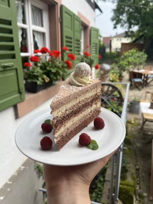 Vegetarische Schokomousetorte  at Mühlenstübel in Sasbach