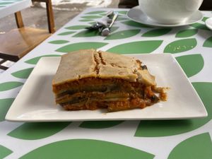 Eggplant lasagna  at El Arbol in Santiago