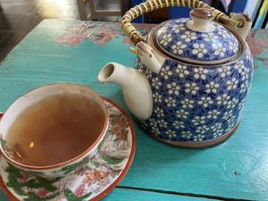 Black tea with coconut and anise  at La Vegana in Buenos Aires
