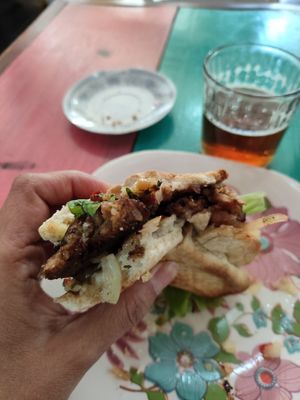 Choripán at La Vegana in Buenos Aires