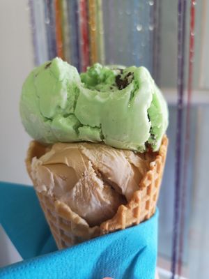 Mint Choc Chip and Peanut Butter & Salted Caramel on bottom at Rubie's Place in Dwellingup