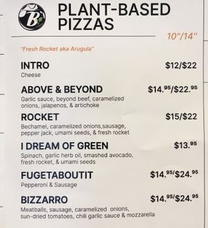 Plant-based pizza menu  at Bozzelli's - Georgetown in Washington
