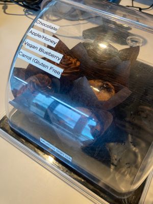 They have a vegan blueberry muffin at Lava Restaurant in Grindavik