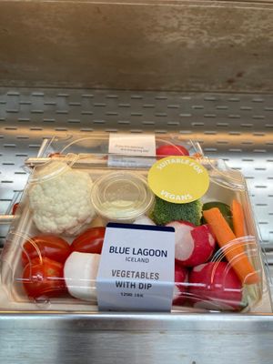 Vegetables with dip at Lava Restaurant in Grindavik