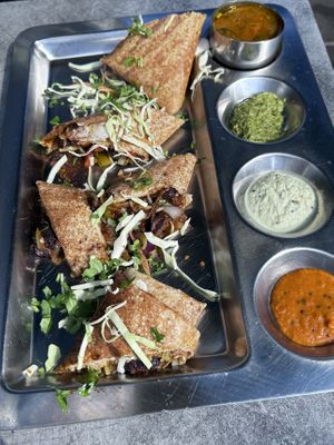 Manchurian Dosa that is deliciously spicy (but not silly spicy!).  at Crispy Dosa in Windsor