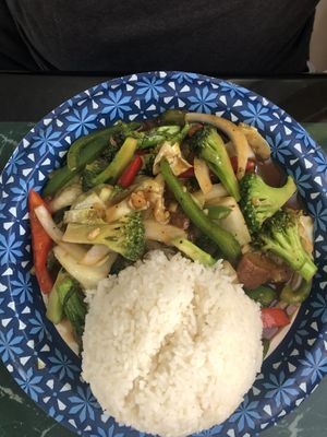 Steak n veggies at Lotus Vegan Restaurant in Pinellas Park