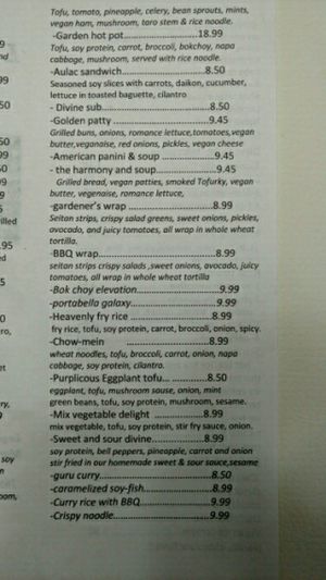 Menu page 3 at Lotus Vegan Restaurant in Pinellas Park