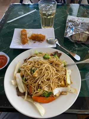 #52 Chow Mein Noodles $12.99  at Lotus Vegan Restaurant in Pinellas Park