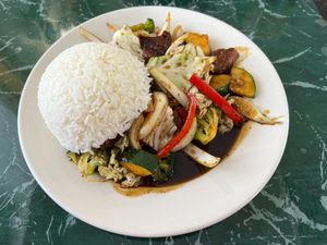 Vegan Black Pepper Steaks at Lotus Vegan Restaurant in Pinellas Park