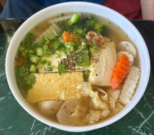 Special meatball noodle soup   at Lotus Vegan Restaurant in Pinellas Park