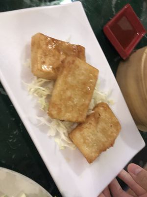 Fried turnip cake (gf)  at Lotus Vegan Restaurant in Pinellas Park