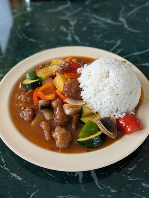 Orange Chickun at Lotus Vegan Restaurant in Pinellas Park