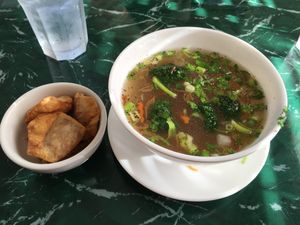 Wonton soup at Lotus Vegan Restaurant in Pinellas Park