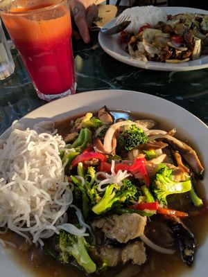 Those dishes and freshly squeezed juice were amazing at Lotus Vegan Restaurant in Pinellas Park