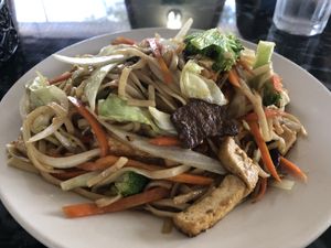 Noodle with steak & tofu at Lotus Vegan Restaurant in Pinellas Park