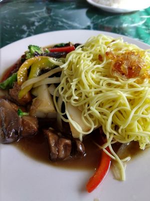 Portobello Noodles at Lotus Vegan Restaurant in Pinellas Park
