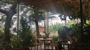 Outdoor seating  at Indabo Cafe in Kigali