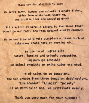 Concept (BTW: awesome)  at TU CASA - Zero waste & Plant based トゥ・カサ in Kyoto