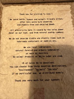 Mission statement    at TU CASA - Zero waste & Plant based トゥ・カサ in Kyoto