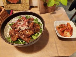 BBQ bowl and kimchi at TU CASA - Zero waste & Plant based トゥ・カサ in Kyoto
