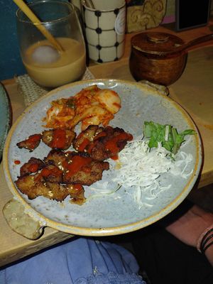 Soya pieces anf kimichi at TU CASA - Zero waste & Plant based トゥ・カサ in Kyoto