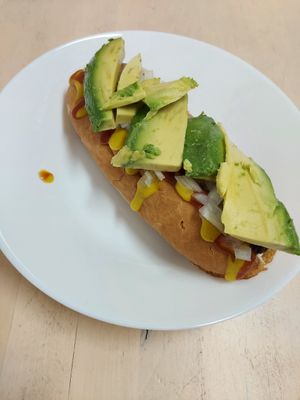 Hot dog with avocado at Burger Mel - La Marina in Tenerife