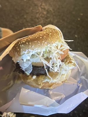 Linsenpatty + extra zwiebeln   at Burger Mel - La Marina in Tenerife