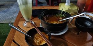 Spicy Korean noodles at Be Chay Vegetarian in Da Nang