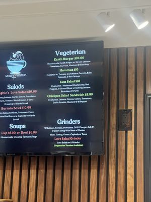 menu options  at Muddy Waters Cafe in New London