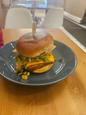 Nacho Burger at Vegan Grill - Upper East Side in New York City