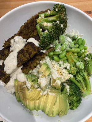 This was after I'd started to mix it and had taken a couple bites. 😅 at Vegan Grill - Upper East Side in New York City