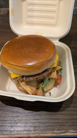 Nacho burger at Vegan Grill - Upper East Side in New York City