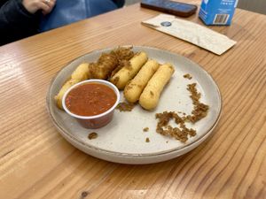 Vegan mozzarella sticks  at Vegan Grill - Upper East Side in New York City