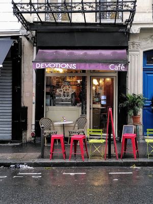 Façade at Devotions Café in Paris