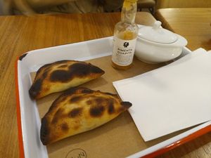 Two veganas at La Guapa Empanadas in Curitiba