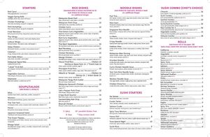 Menu (ask for vegan options, there’s a lot)  at Nasi Malay Thai Sushi in Bear