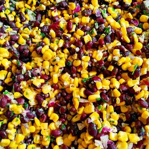 Corn & bean salad tangy and sweet with a light heat at Garden of Feeding  in West Melbourne