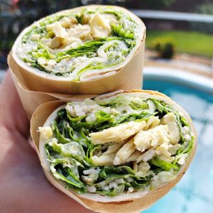 Chicken ceasar salad with house made dressing and our own special chicken recipe tossed in romaine and topped with shaved parm at Garden of Feeding  in West Melbourne