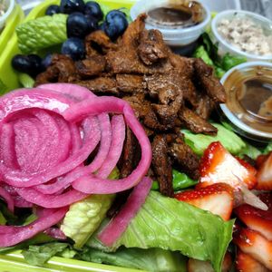 Steak salad w/creamy balsamic (oil free option if you leave off the feta) at Garden of Feeding  in West Melbourne