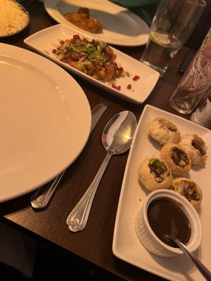 Pani puri with no yogurt  at Spice Island Menai Bridge in Menai Bridge